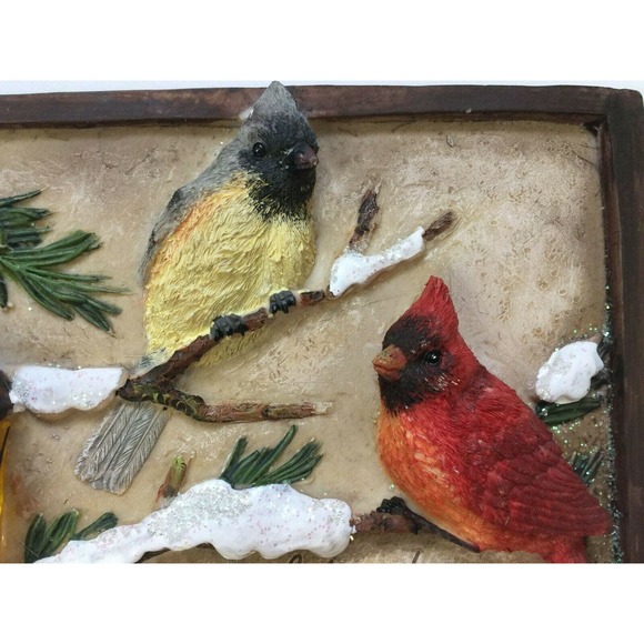 Christmas 3D Wall Plaque Winter Season Inspirational Bullfinch Streetlight Snow - Picture 5 of 10